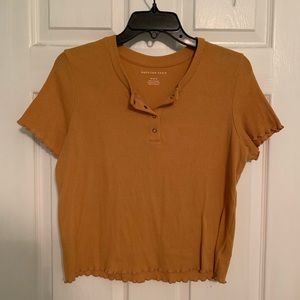 American Eagle mustard yellow babydoll top